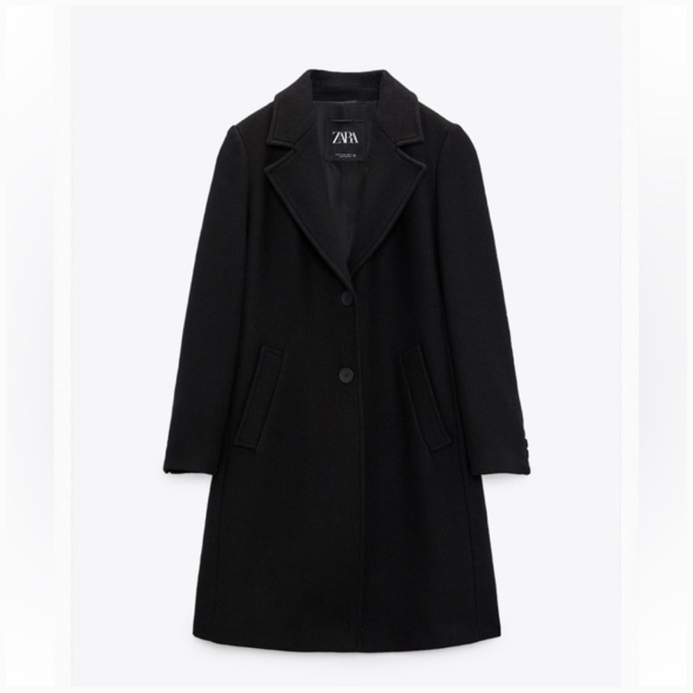 Black Zara Wool Blend Coat size Small